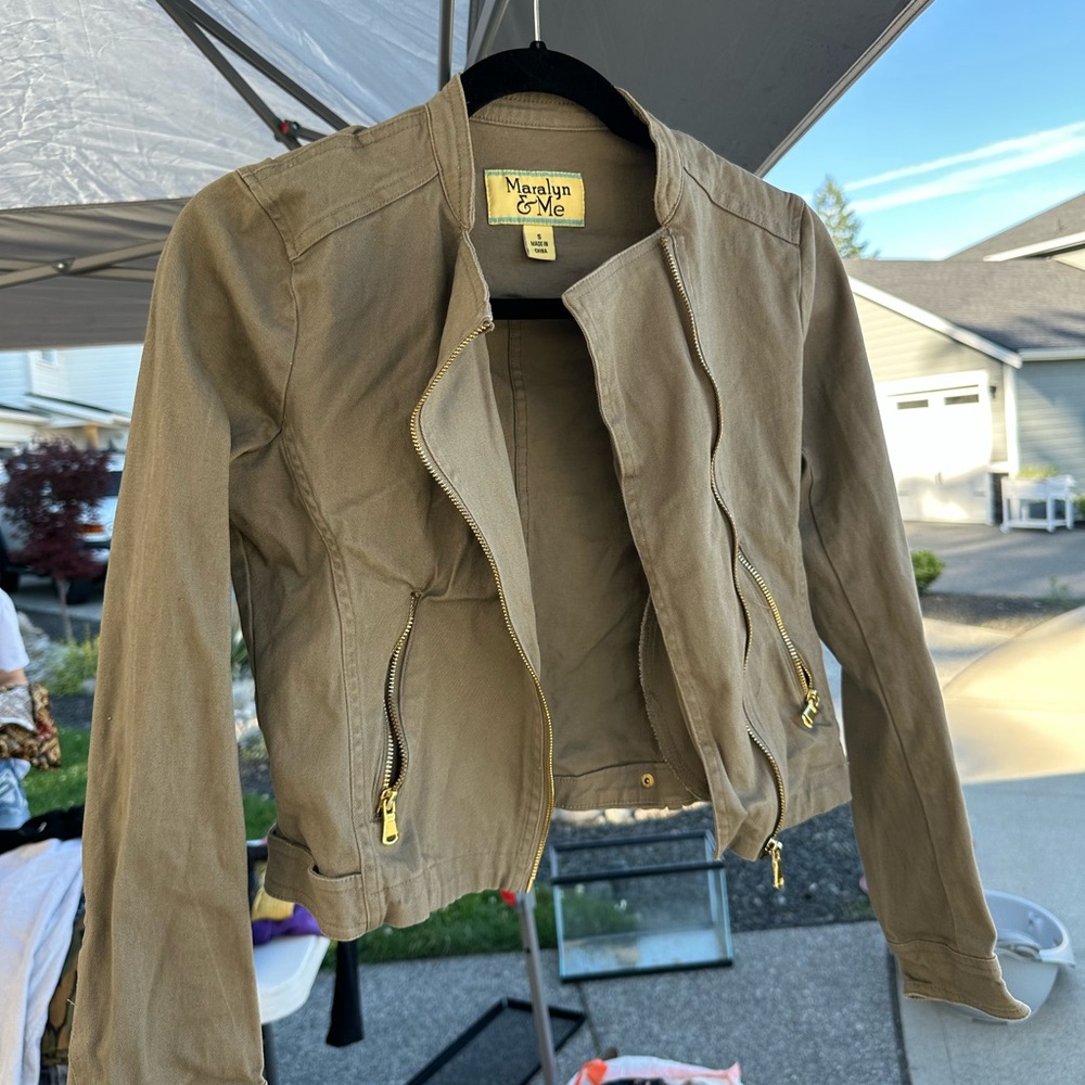 Maralyn & Me Khaki Jacket with Gold Accents